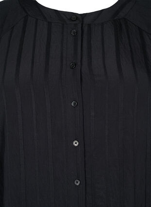Langes Viskosehemd mit Streifenstruktur, Black, Packshot image number 2