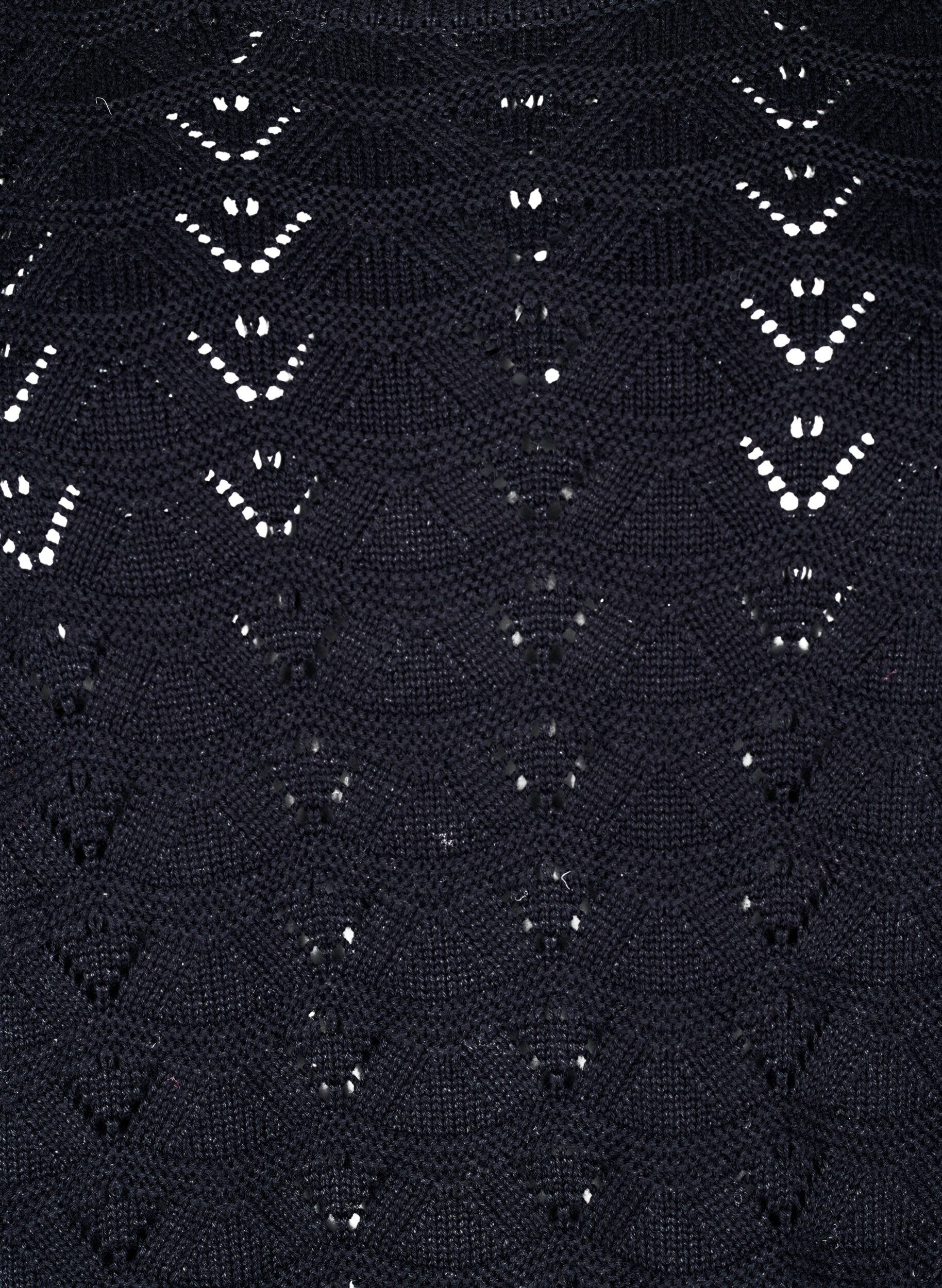 Zizzi Strickbluse mit Lochmuster und langen &Auml;rmeln, Black, Packshot image number 2