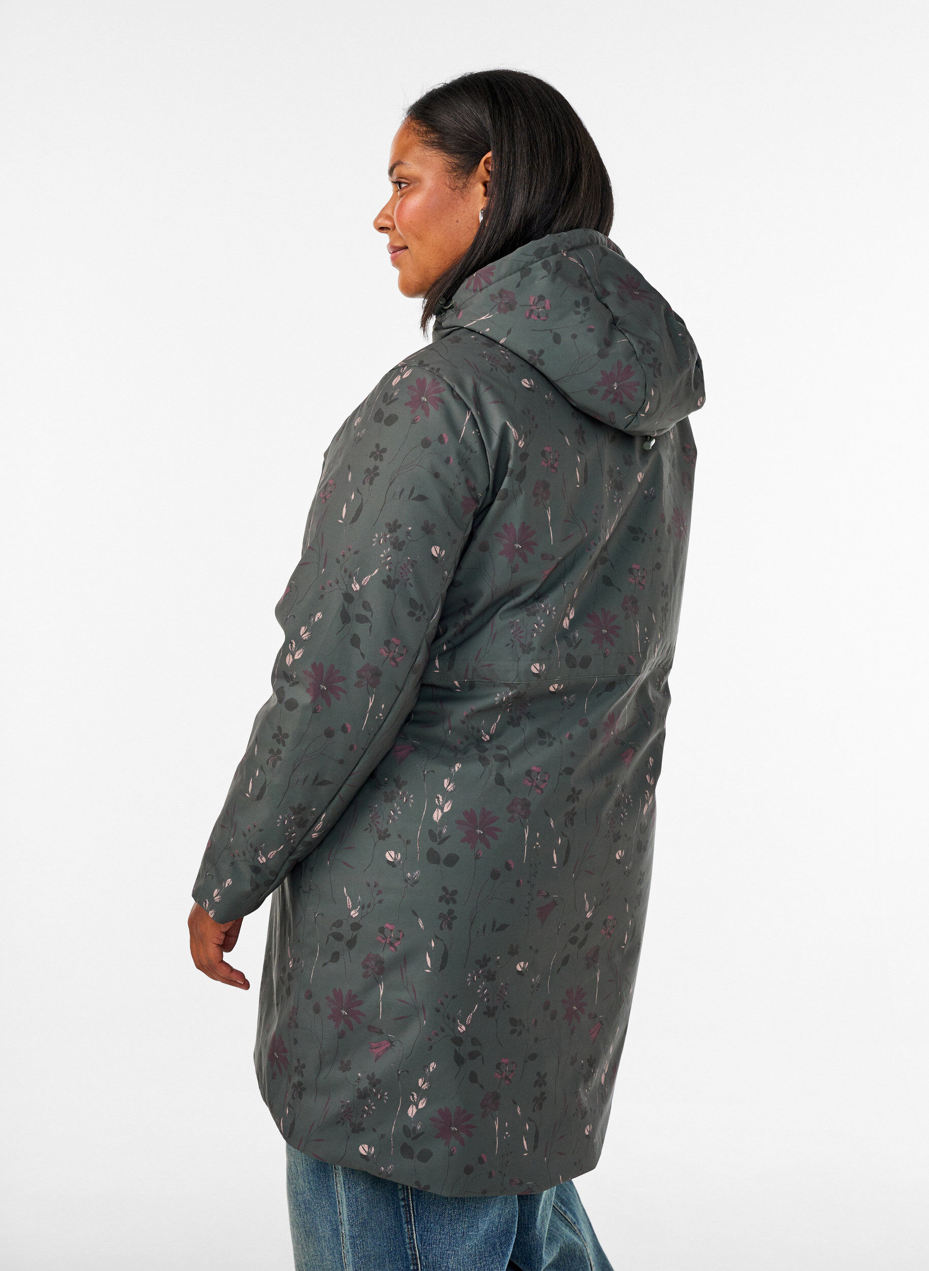 ZizziGepolsterte Winterjacke mit Blumenprint, Gr&uuml;n, Model image number 2