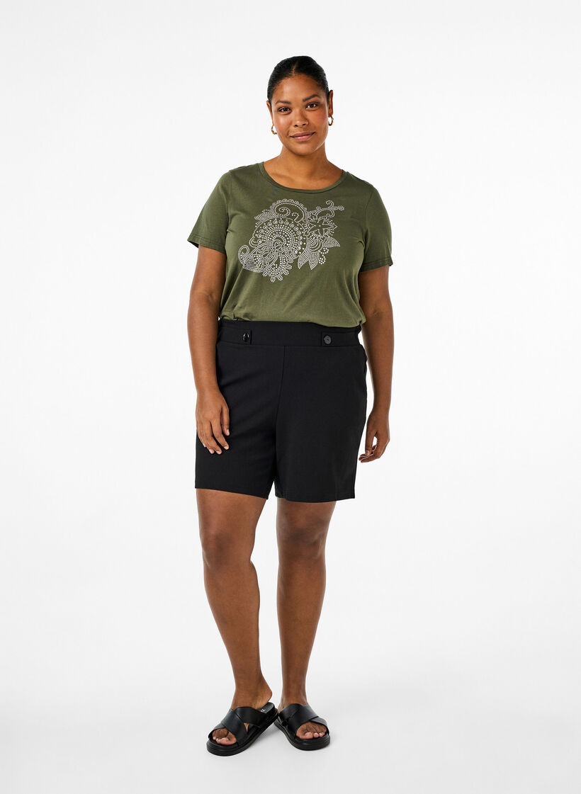 Baumwoll-T-Shirt mit Strass-Motiv, Thyme w. Rhinestones, Model image number 2