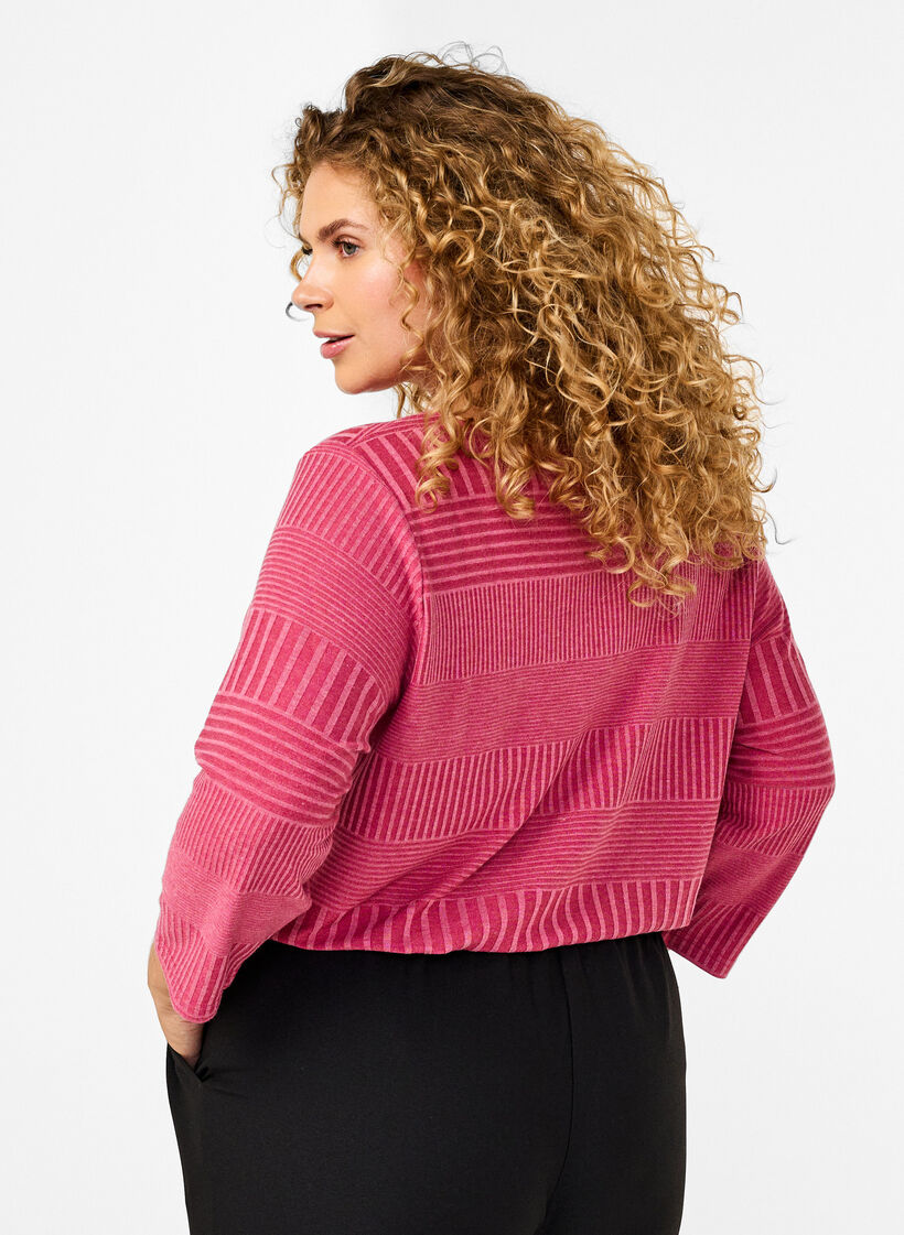 Bluse mit 3/4-Ärmeln und Streifenmuster, Malaga Mel., Model image number 1