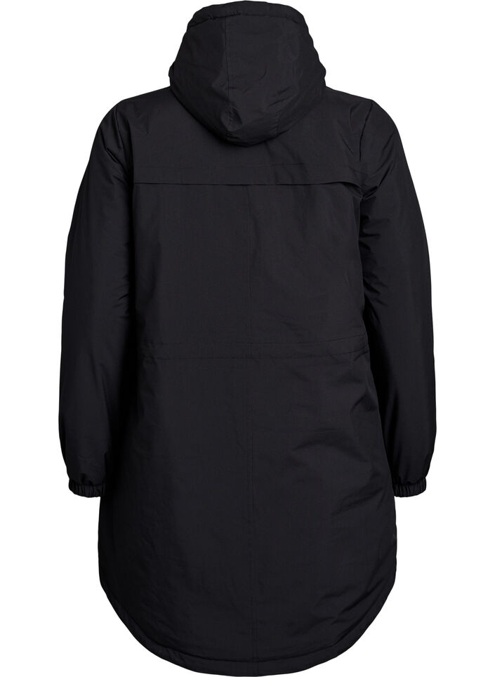 Leichter gepolsterter Parka mit Kapuze, Schwarz, Packshot image number 1
