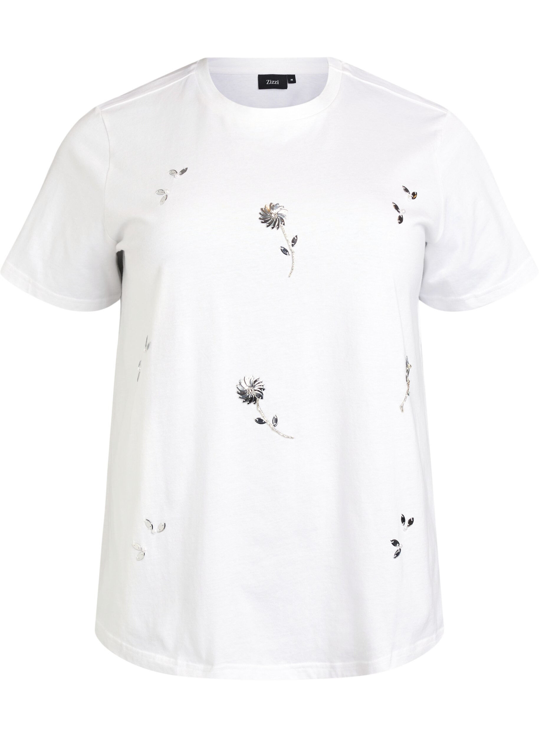 T-Shirt mit Pailletten-Blumen