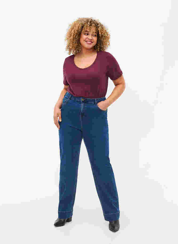 Megan-Jeans in normaler Passform mit extra hoher Taille, Blue denim, Model image number 0