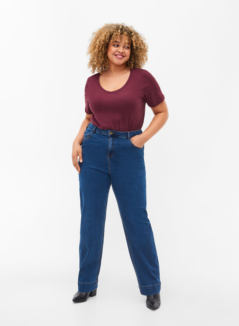 Megan-Jeans in normaler Passform mit extra hoher Taille, Blue denim, Model image number 0