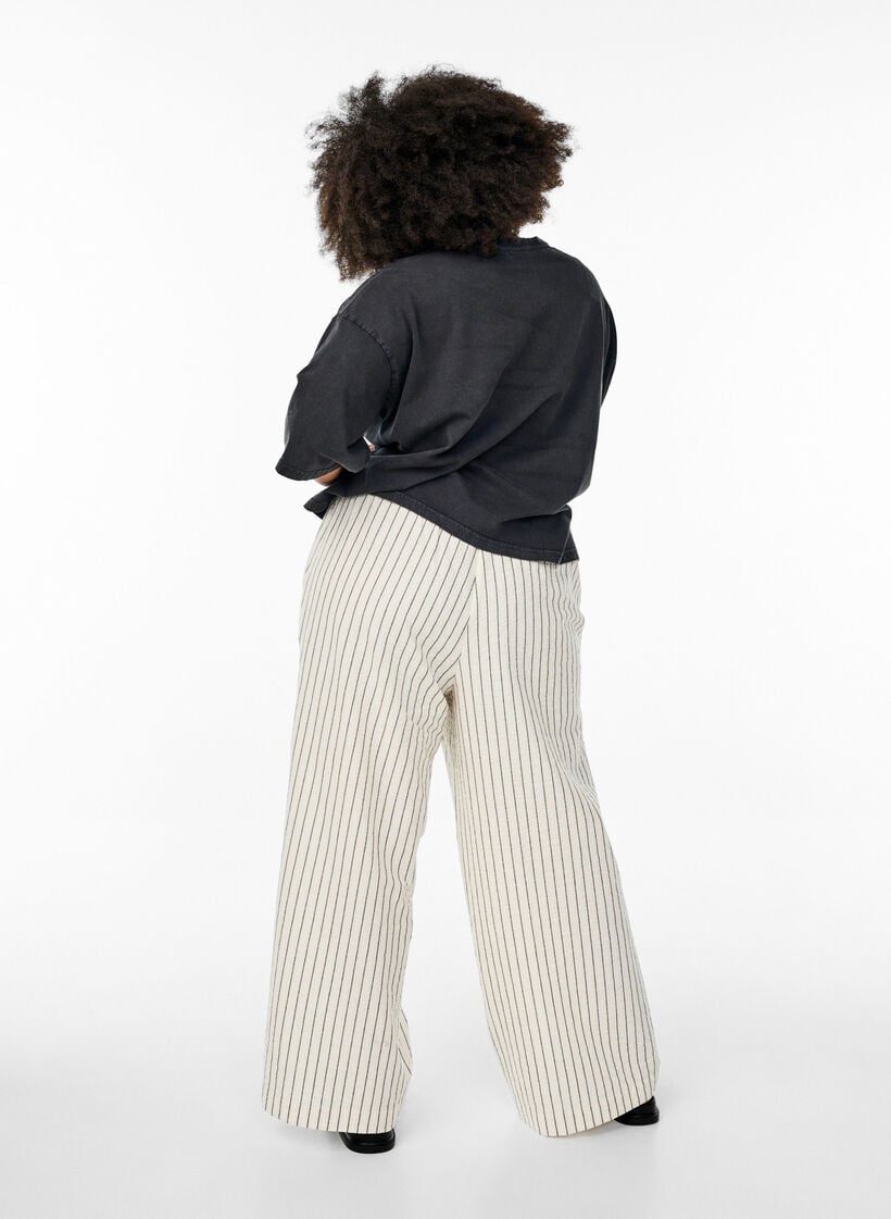Lockere Hose mit hohem Bund und Taschen, Vanille, Model image number 1