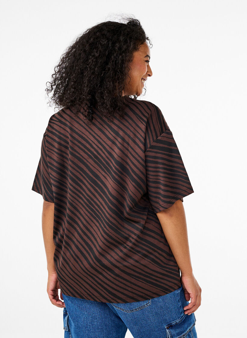 Oversize-Bluse mit Muster, Braun, Model image number 2