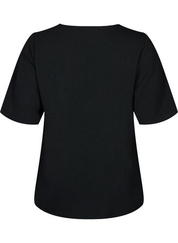 Kurzärmelige Bluse mit A-Form, Black, Packshot image number 1