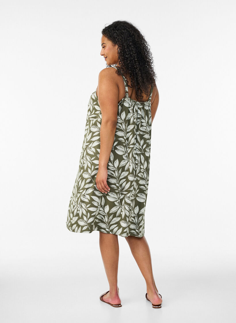 Midi-Tr&auml;gerkleid aus Bio-Baumwolle, Gr&uuml;n, Model image number 2