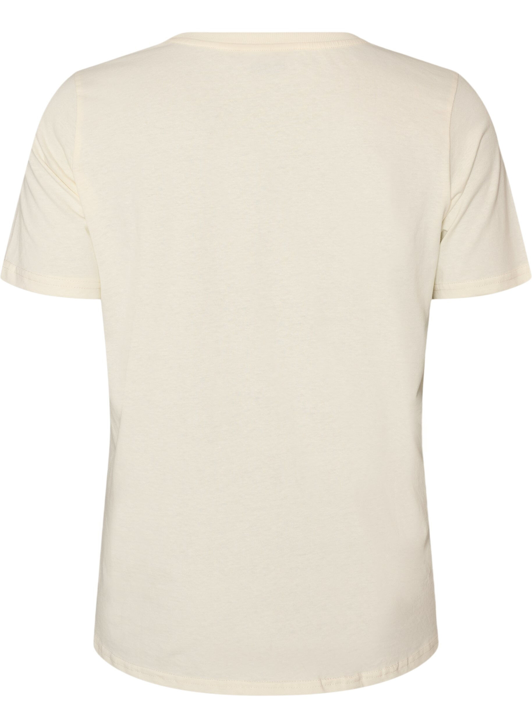 ZizziT-Shirt aus Baumwolle mit Print, Vanille, Packshot image number 1