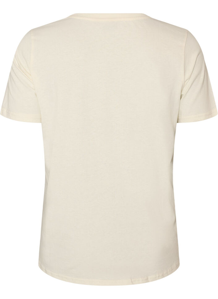 T-Shirt aus Baumwolle mit Print, Vanille, Packshot image number 1