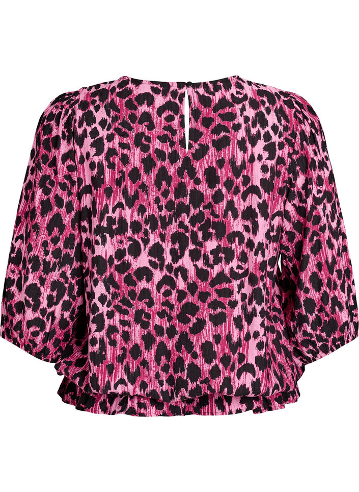 Viskosebluse mit 3/4-Ärmeln und Balloneffekt, Pink, Packshot image number 1