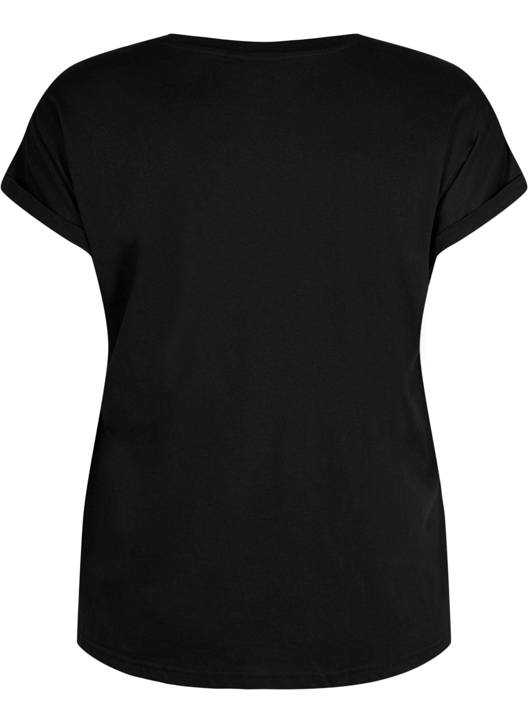 ZizziKurz&auml;rmeliges T-Shirt aus einer Baumwollmischung, Schwarz, Packshot image number 1