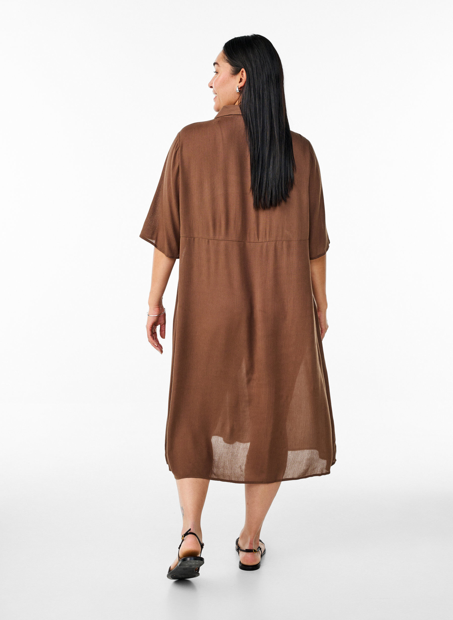 Zizzi Midikleid mit kurzen &Auml;rmeln, Rain Drum, Model image number 1