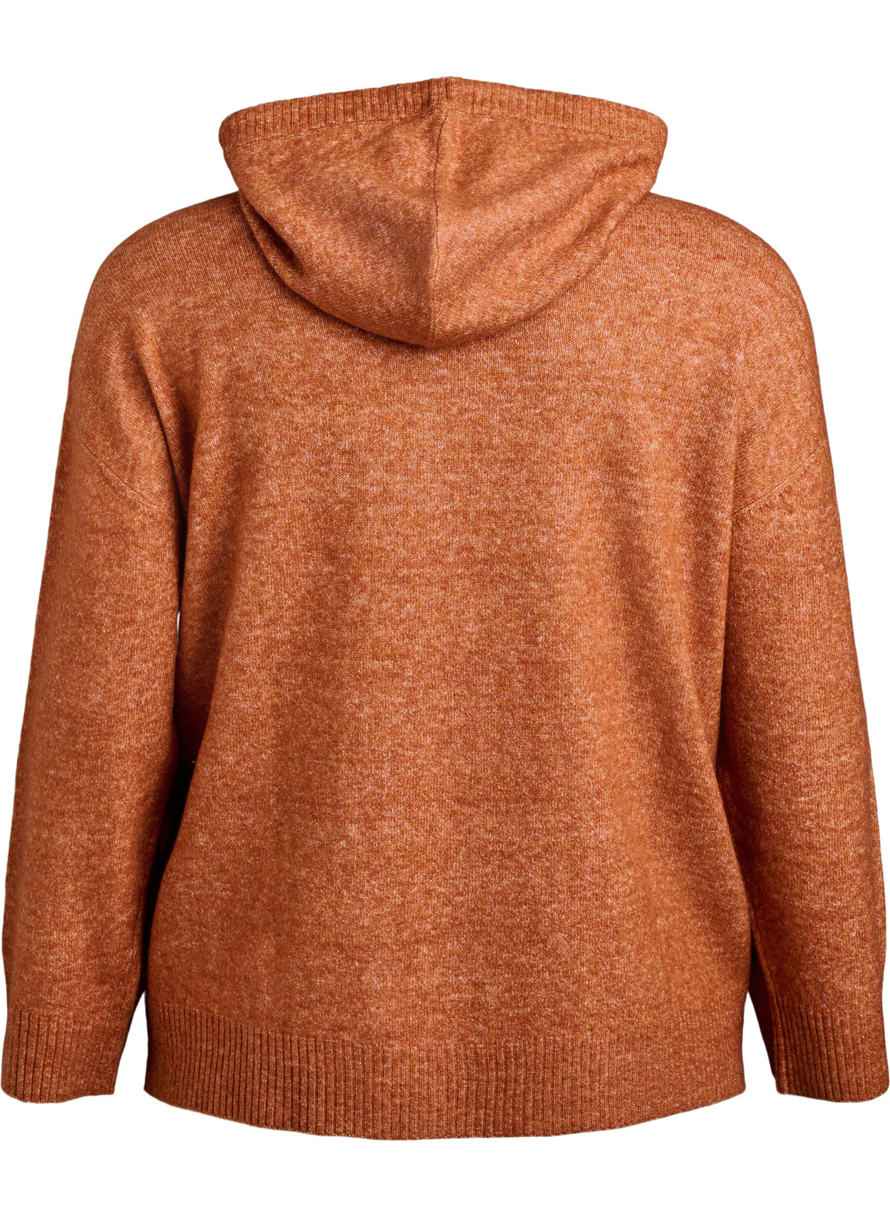 Zizzi Strick-Hoodie, Orange, Packshot image number 1