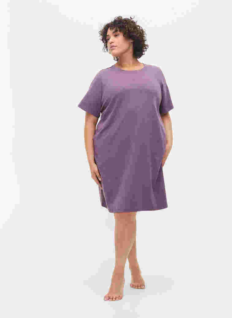 Meliertes T-Shirt-Nachthemd mit kurzen Ärmeln, Vintage Violet Mel., Model image number 2