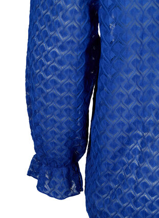 Langärmelige Bluse mit gemusterter Textur, Deep Ultramarine, Packshot image number 3