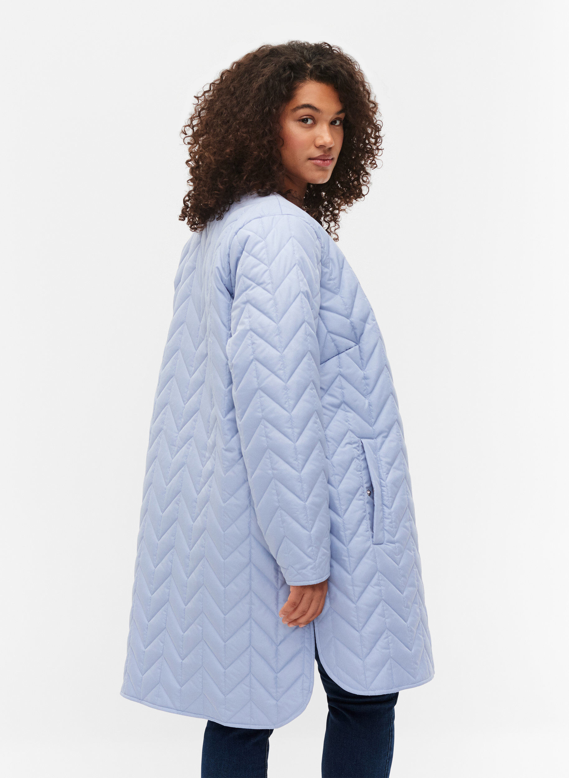 Zizzi Steppjacke mit Kn&ouml;pfen, Eventide, Model image number 1