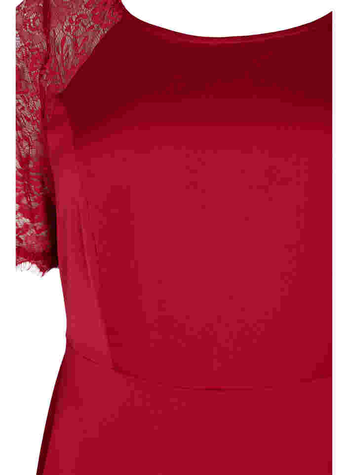 Midikleid mit kurzen Spitzenärmeln, Rhubarb, Packshot image number 2