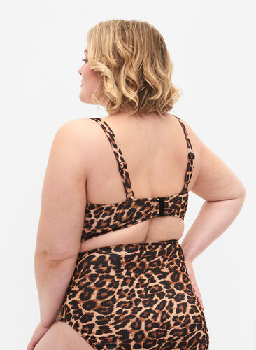 Bikini-BH mit Leopardenmuster und String-Detail, Autentic Leopard, Model image number 1