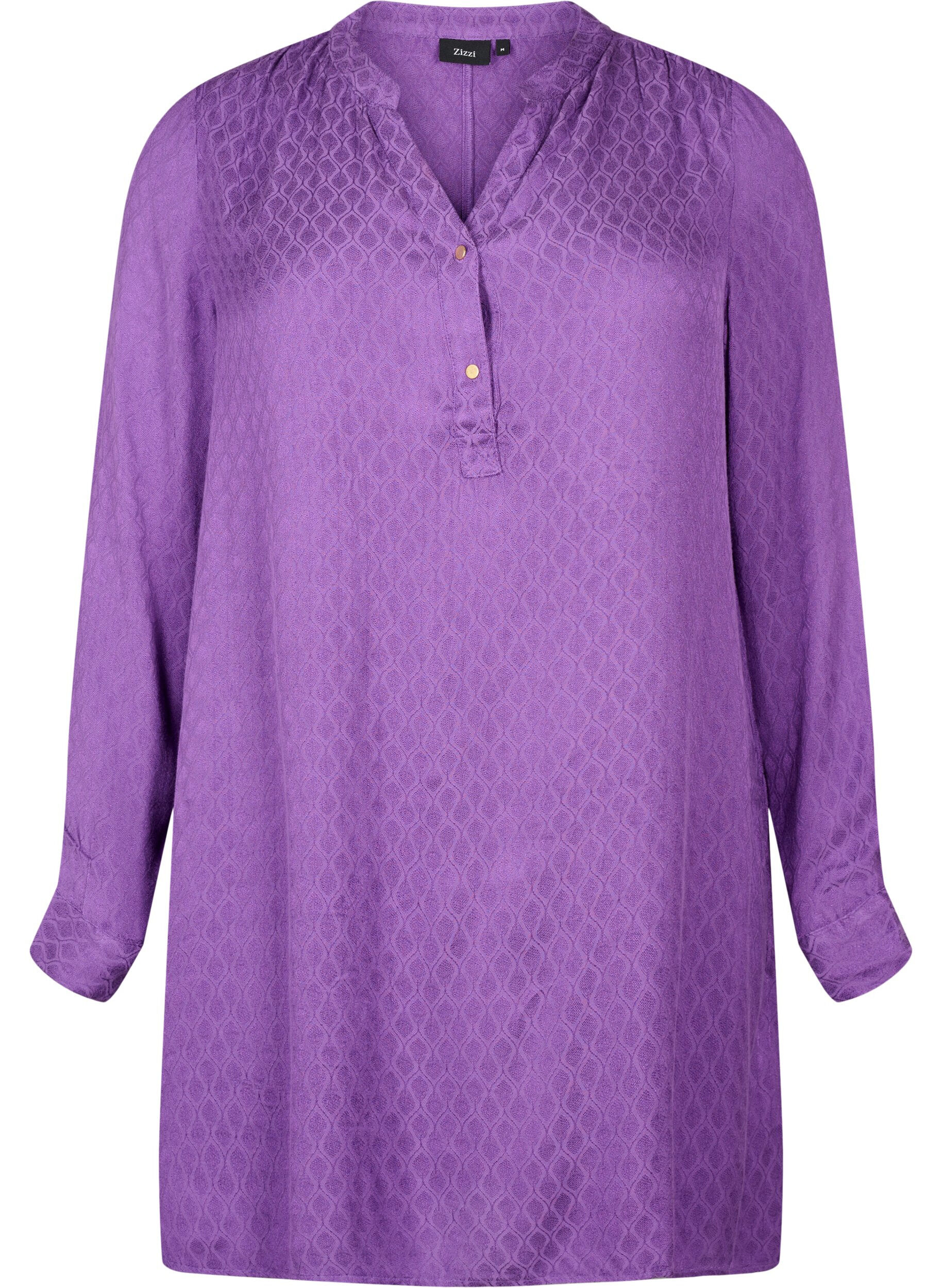 Zizzi Viskose Tunika mit Ton-in-Ton-Muster, Lavender Violet, Packshot image number 0