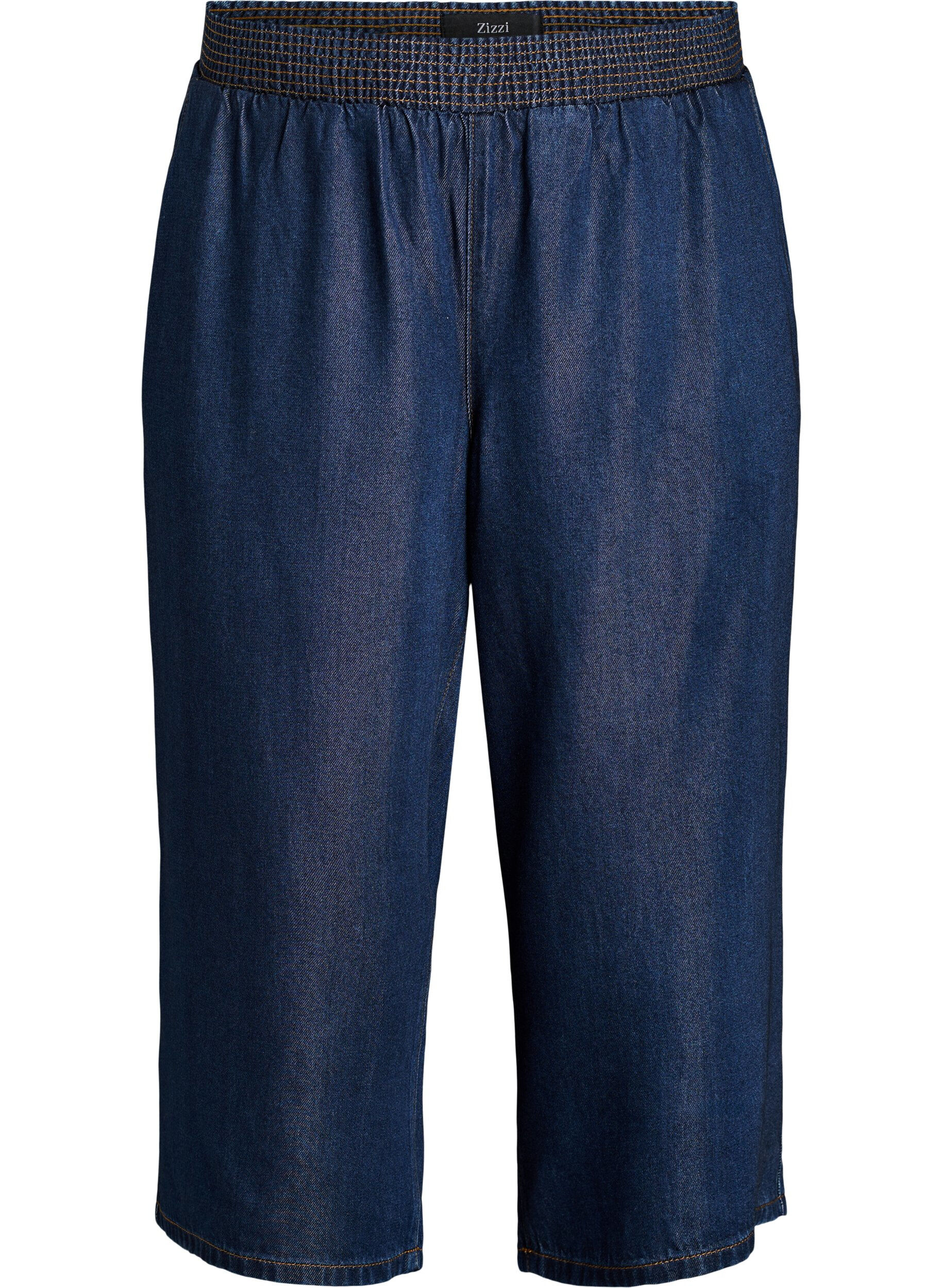 Zizzi Culotte aus Lyocell mit weitem Bein in Jeans-Optik, Blau, Packshot image number 0