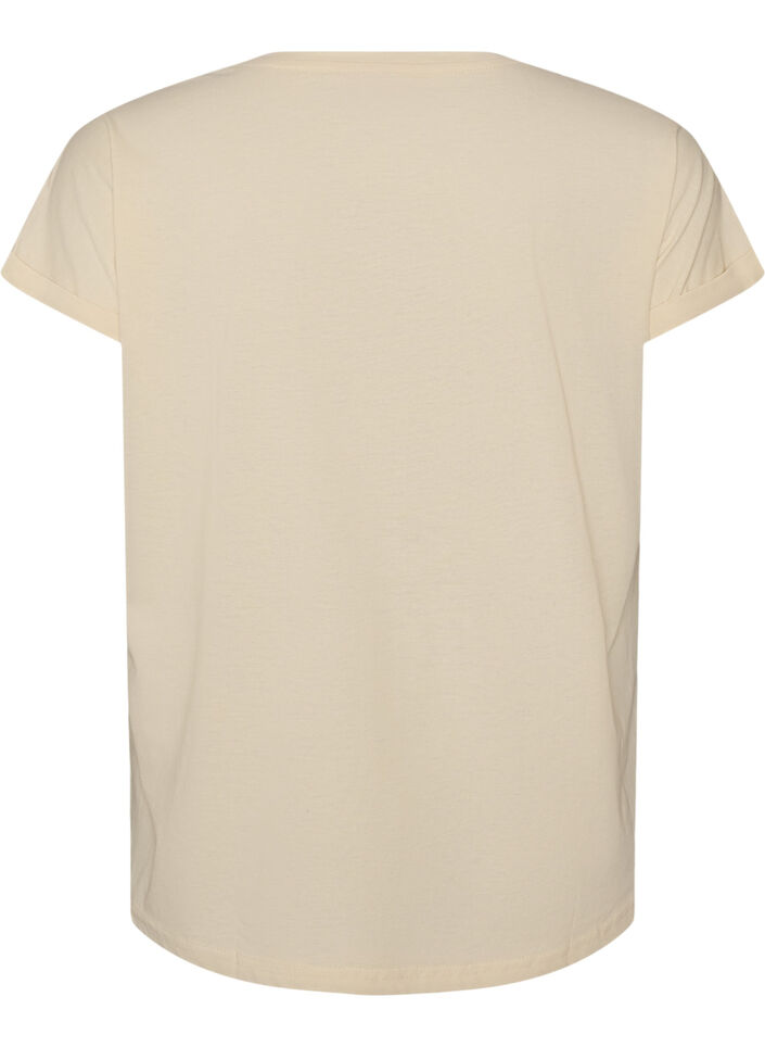 T-Shirt mit dekorativem Frontprint, Vanille, Packshot image number 1