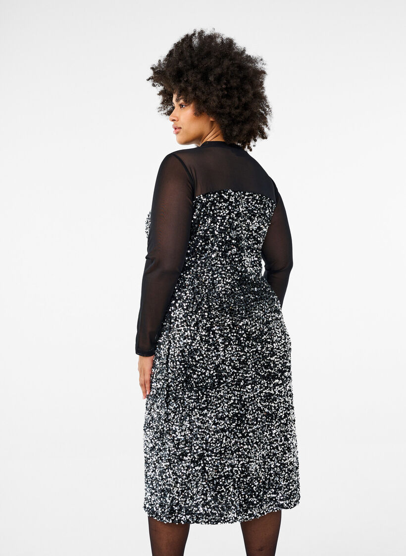 Glitzerkleid mit Pailletten, Black w. Silver, Model image number 1