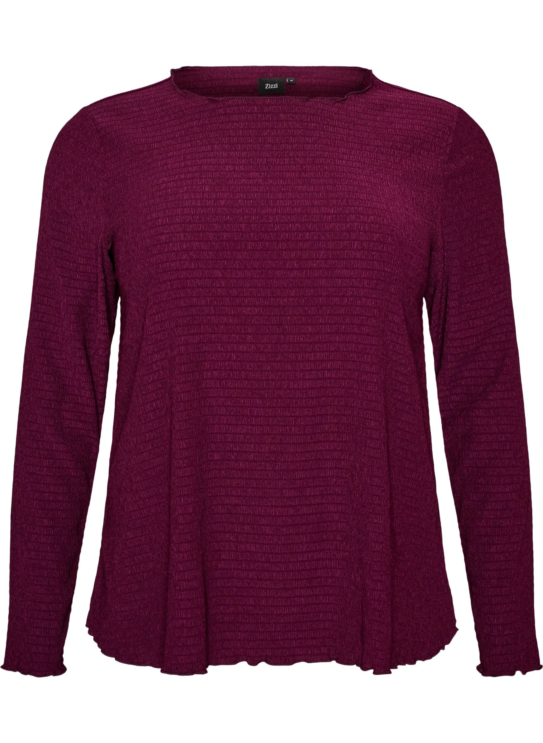 ZizziStrukturierte Bluse mit Wellenkanten, Lila, Packshot image number 0