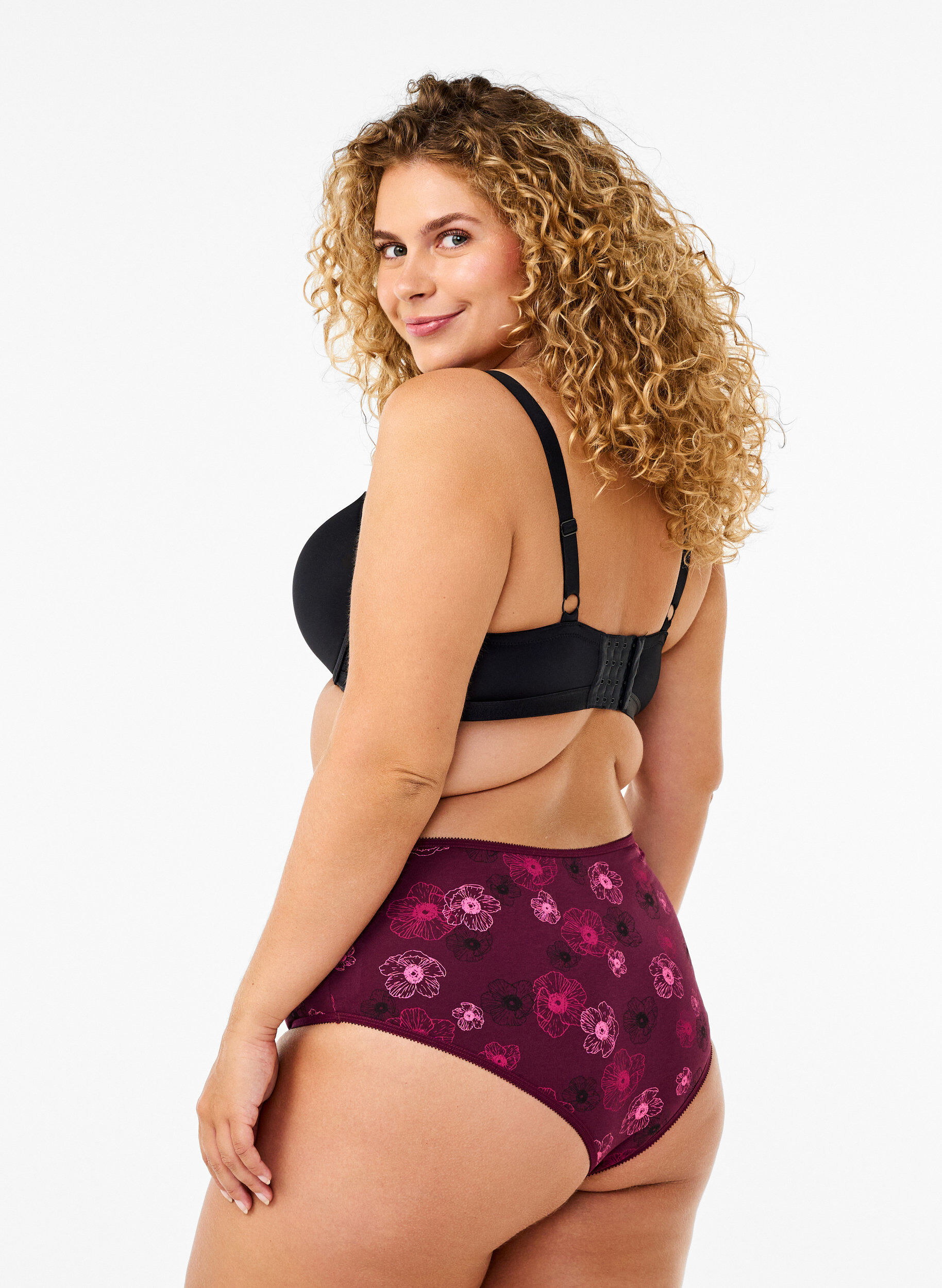 Zizzi 7-pack Hipster-Slips mit normaler Taillenh&ouml;he, Dunkles Bordeaux, Model image number 1