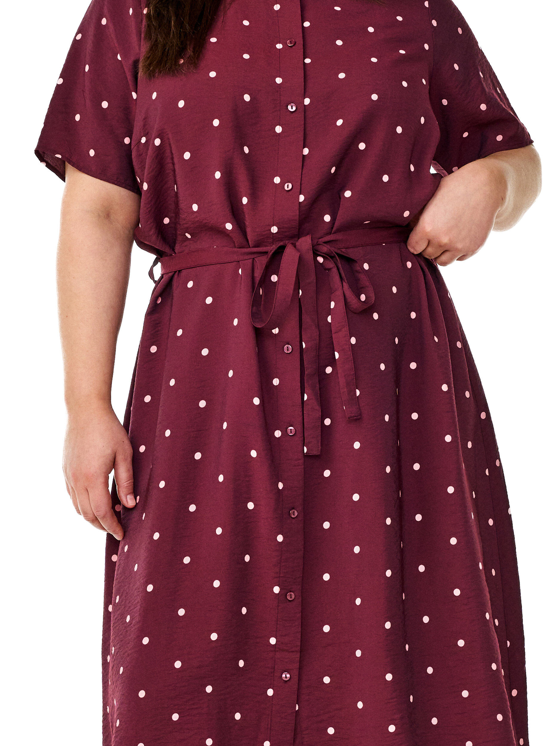 Zizzi Midikleid aus Hemd mit Polka Dots, Rot, Model image number 3