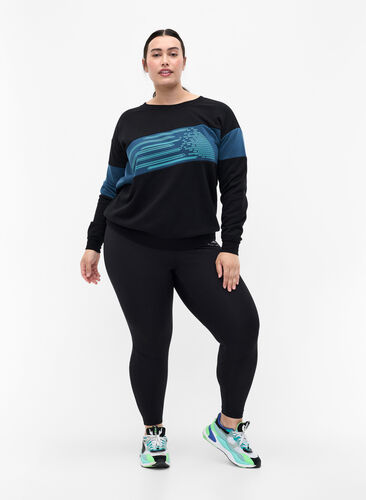 Sweatshirt mit sportlichem Druck, Black Comb, Model image number 2