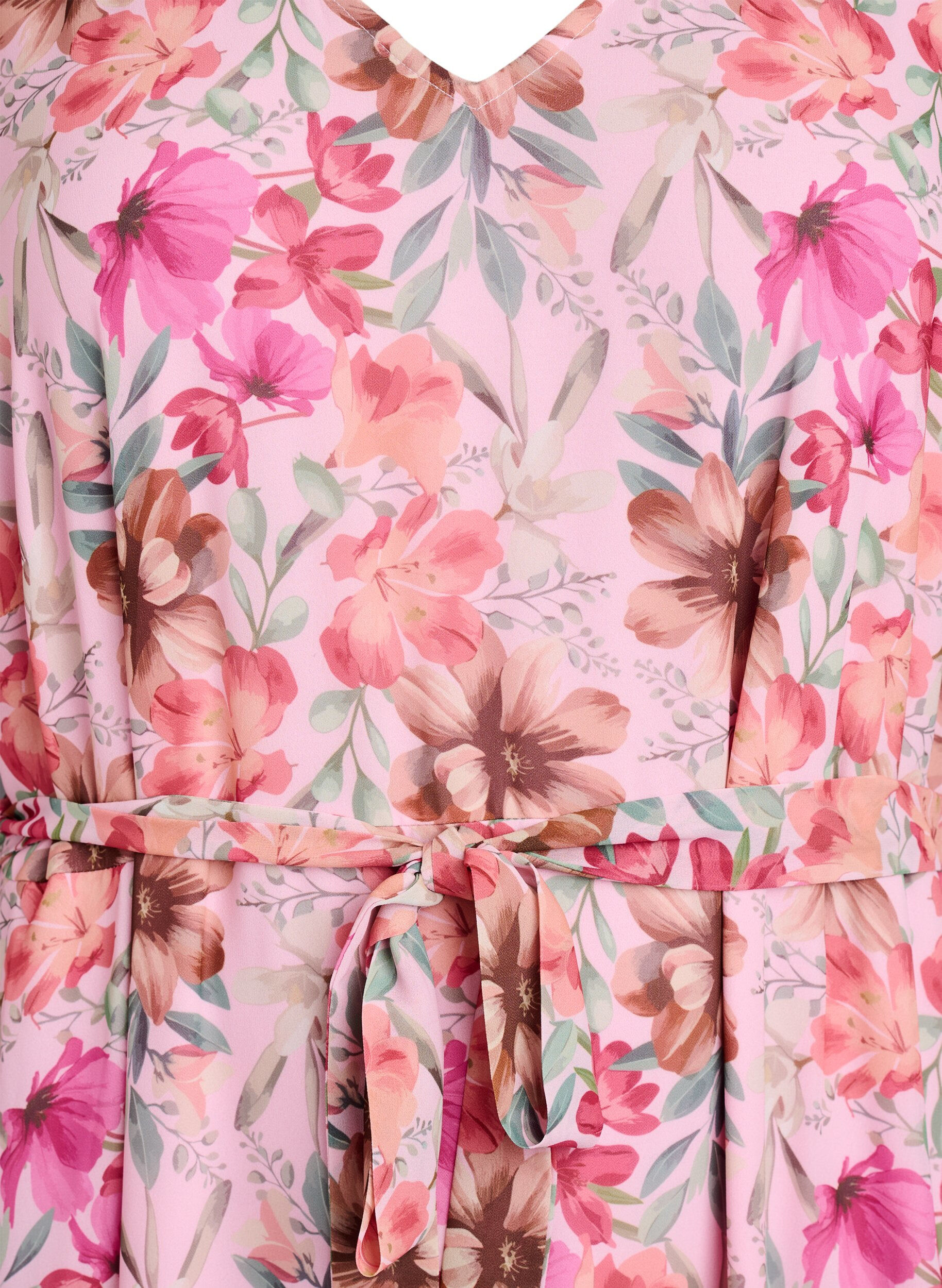 ZizziMaxikleid aus Chiffon mit V-Ausschnitt und R&uuml;schensaum, , Packshot image number 2