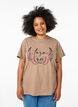 T-Shirt aus Bio-Baumwolle mit Statement-Print, Beige, Model image number 0