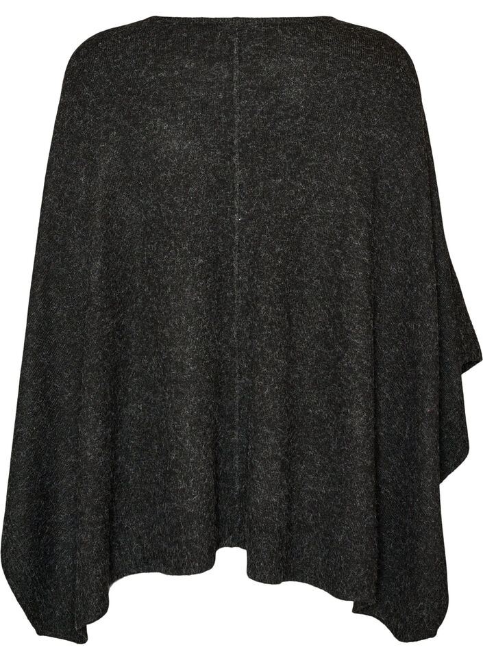 Strickponcho mit Rundhalsausschnitt, Grau, Packshot image number 1
