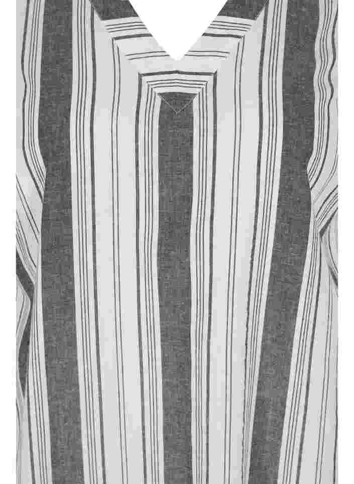 Gestreiftes Baumwollkleid mit kurzen Ärmeln, Black Stripe, Packshot image number 2