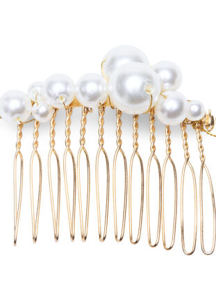 3er-Pack Haarspangen mit Perlen, Pearl, Packshot image number 1