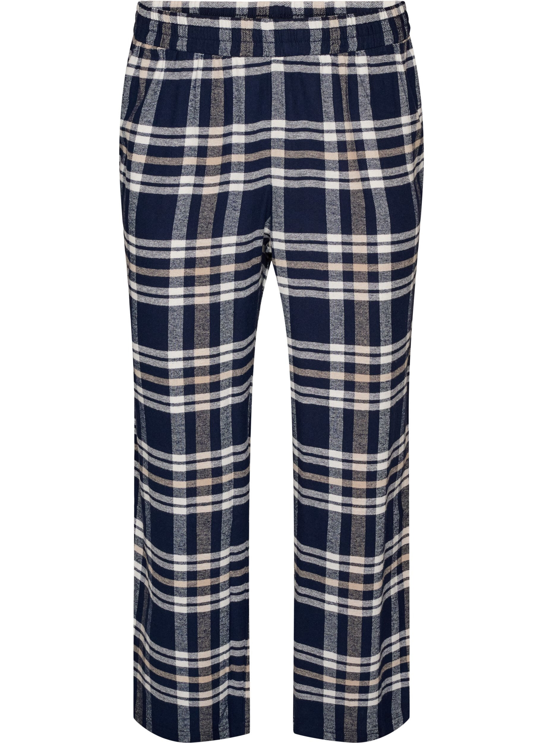 ZizziKarierte Pyjamahose aus Baumwolle, Blau, Packshot image number 0