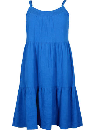 Schlichtes Trägerkleid aus Baumwolle, Victoria blue, Packshot image number 0