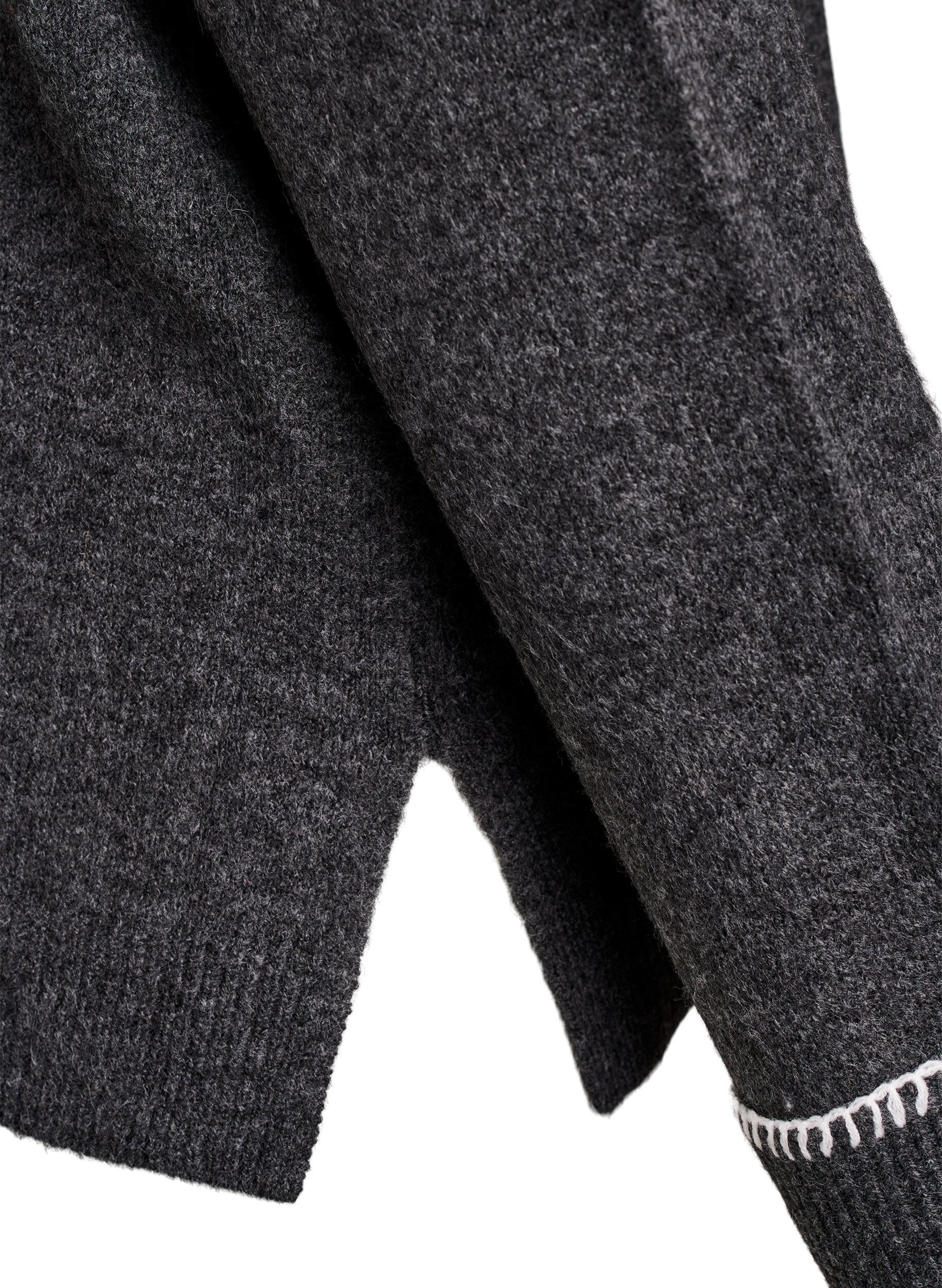 Zizzi Strickbluse mit hohem Kragen und Kontrastdetail, Grau, Packshot image number 3