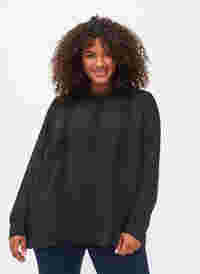 Langärmelige Bluse mit Spitze, Black, Model