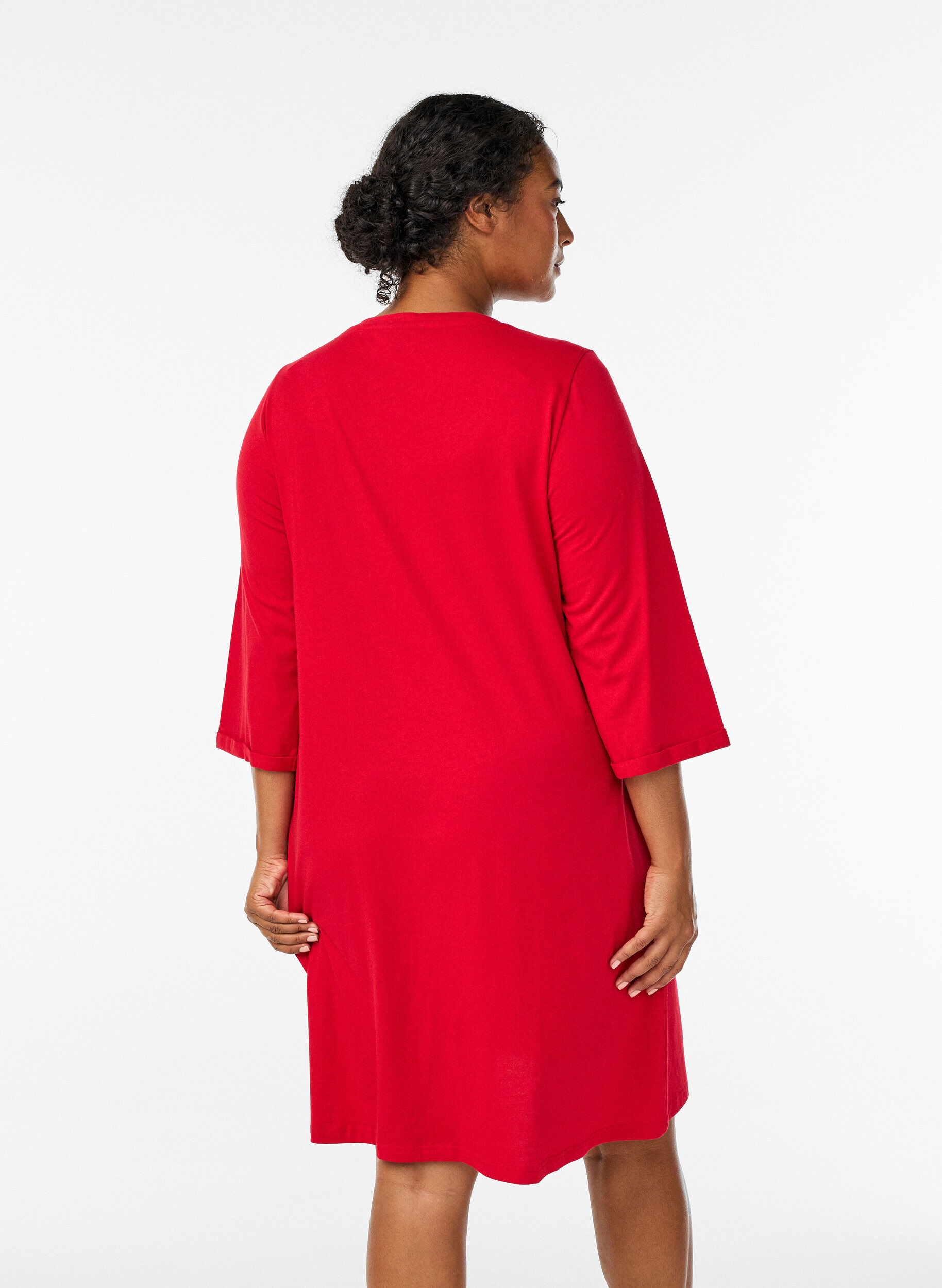 Zizzi Nachthemd aus Bio-Baumwolle mit Weihnachtsmotiv, Rot, Model image number 2