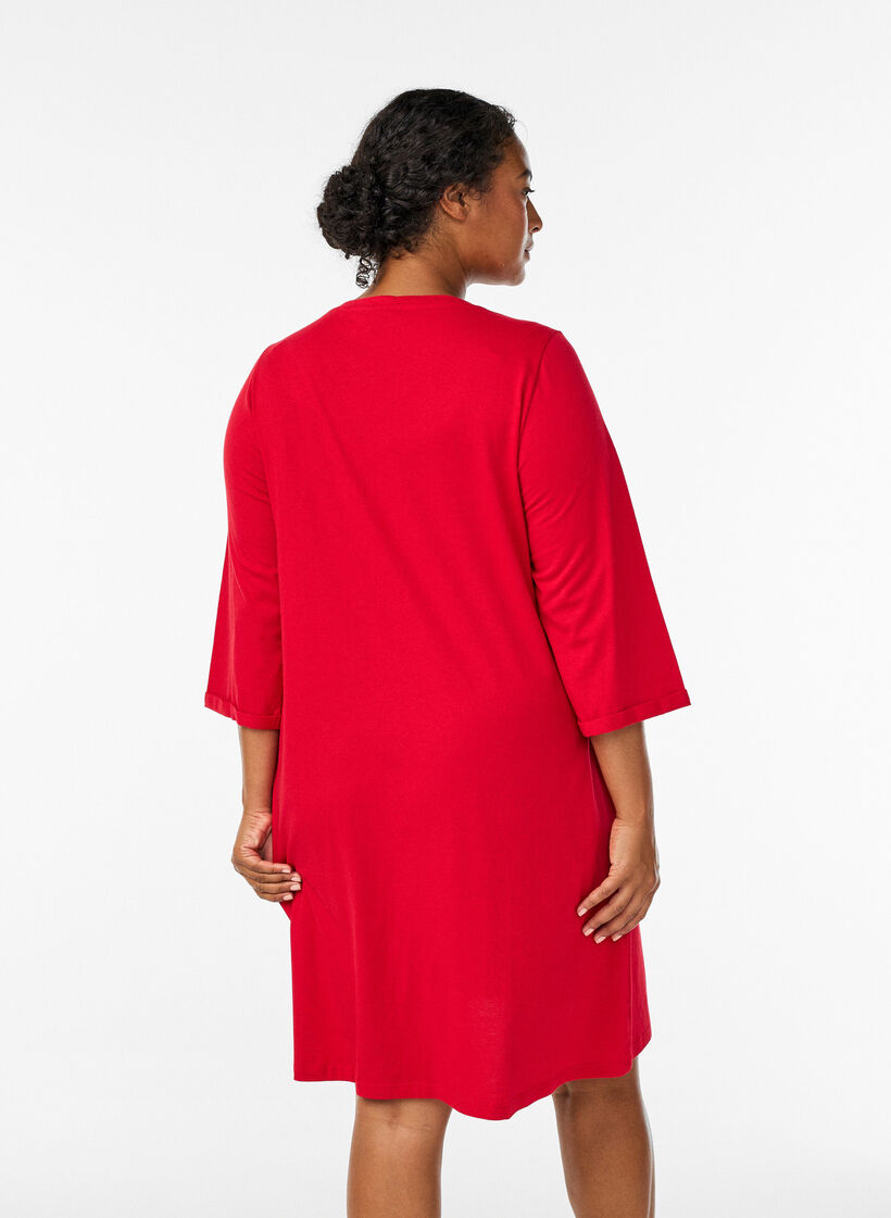 Nachthemd aus Bio-Baumwolle mit Weihnachtsmotiv, Rot, Model image number 2