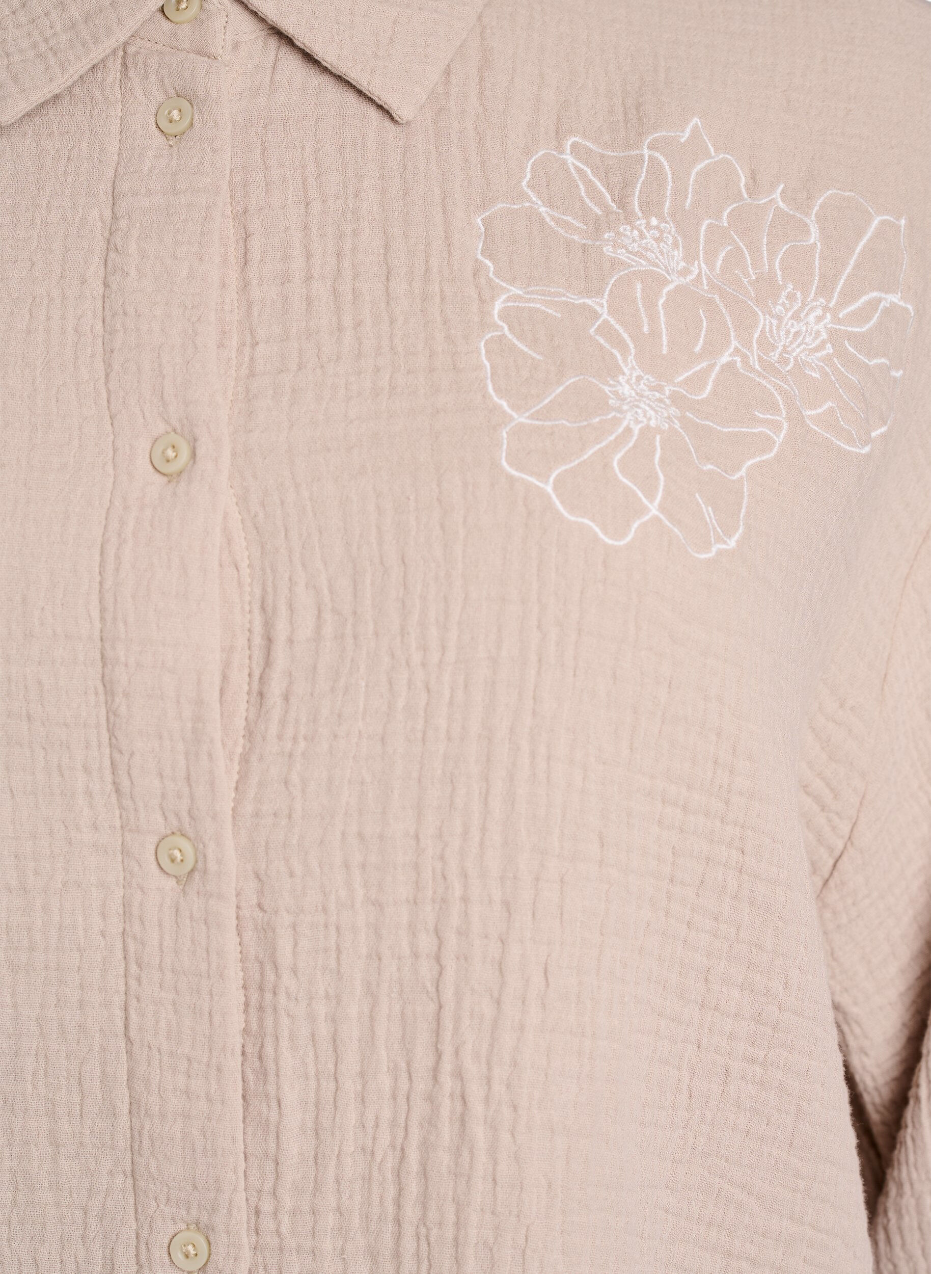 Zizzi Bluse aus Baumwoll-Musselin mit gestickten Details, Beige, Packshot image number 2