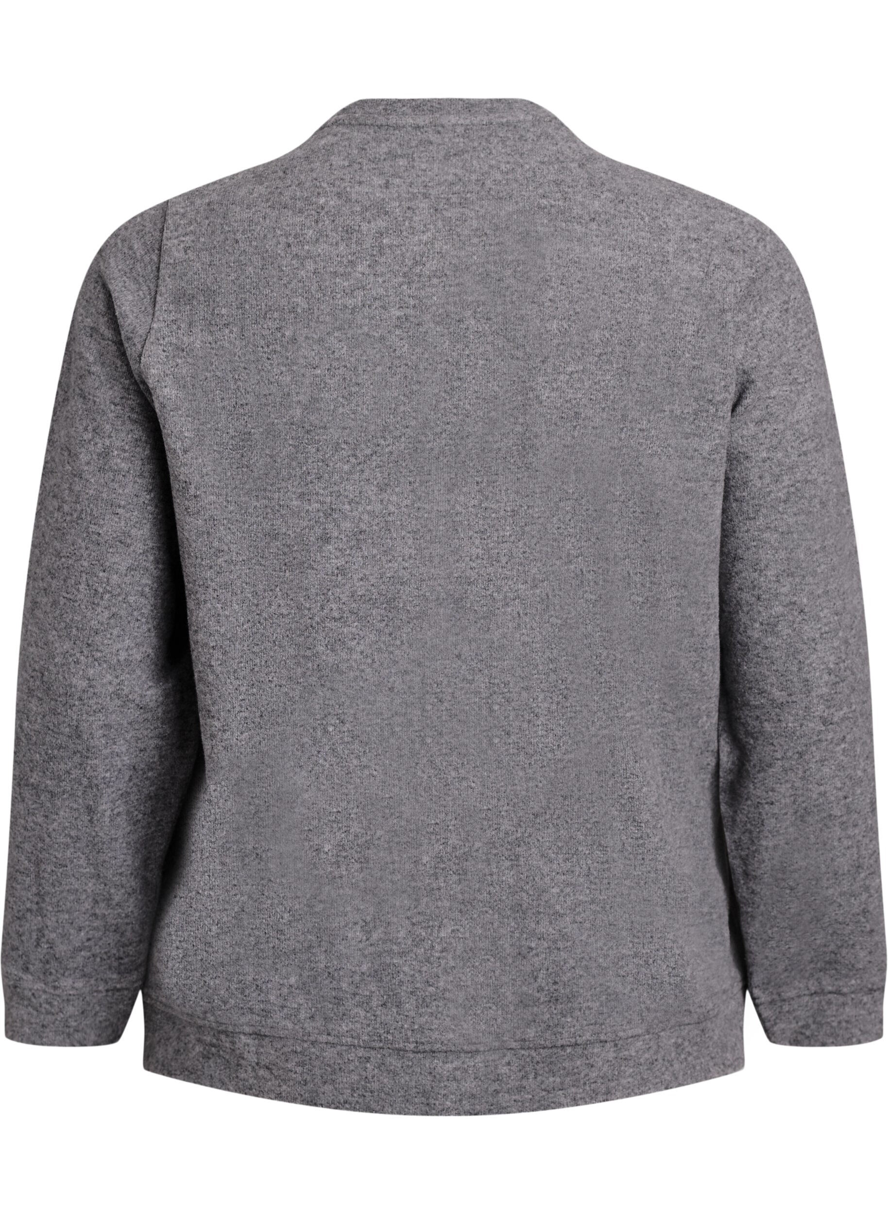 Zizzi Cardigan aus Jersey mit Rundhalsausschnitt und Kn&ouml;pfen, Grau, Packshot image number 1