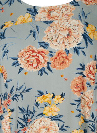 Kurzarm Viskosekleid mit Print, Light Blue Flower, Packshot image number 2