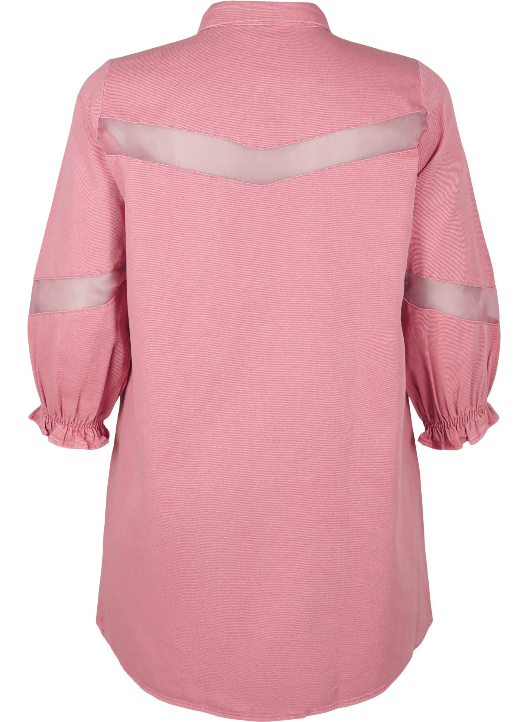 Zizzi Buntes Hemdblusenkleid aus Jeansstoff mit Maschendetails, Heather Rose, Packshot image number 1