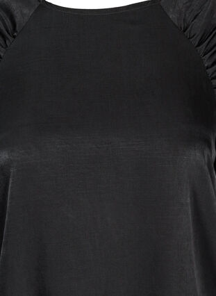 Langarm Bluse mit Faltendetails und dekorativen Knöpfen, Black, Packshot image number 2