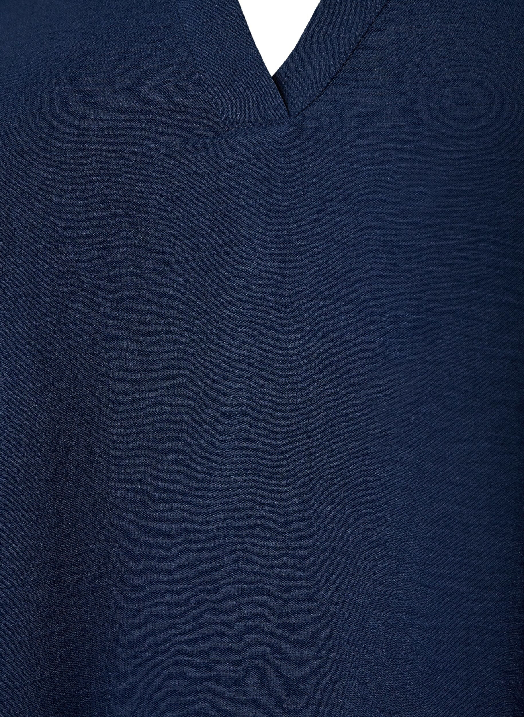 ZizziBluse mit Smockb&uuml;ndchen und V-Ausschnitt, Blau, Packshot image number 2