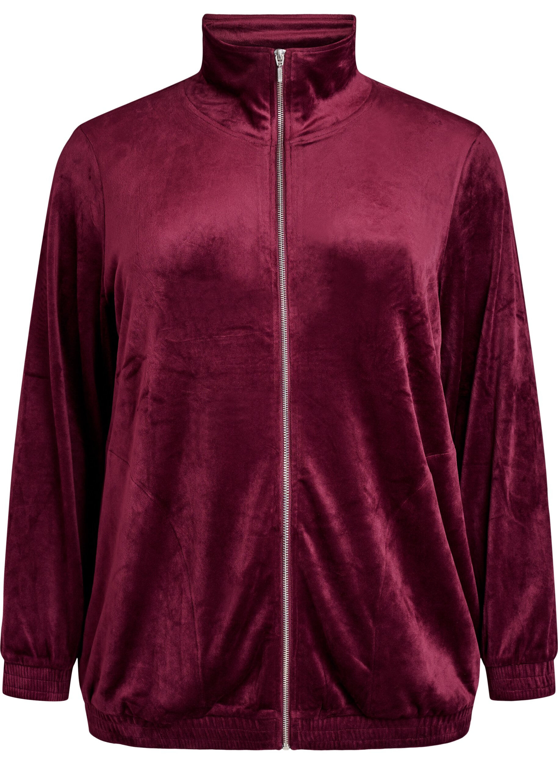 Cardigan aus Velours mit Rei&szlig;verschluss und hohem Kragen